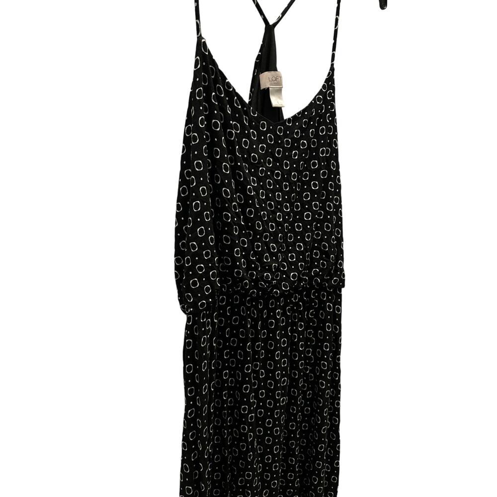 LOFT Black w/ White Circles Spaghetti Strap Dress, Size Small